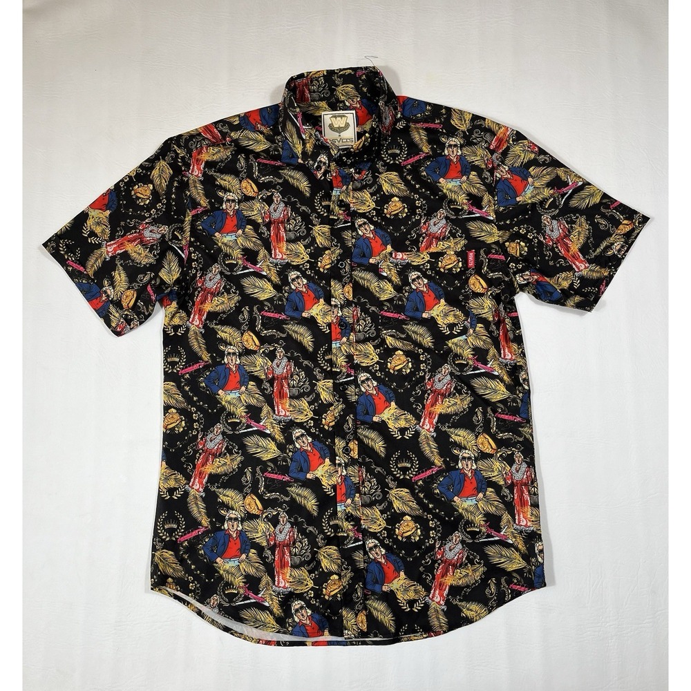 RSVLTS Shirt Mens Medium Ric Flair Nature Boy WWE Legends Button Up Short Sleeve